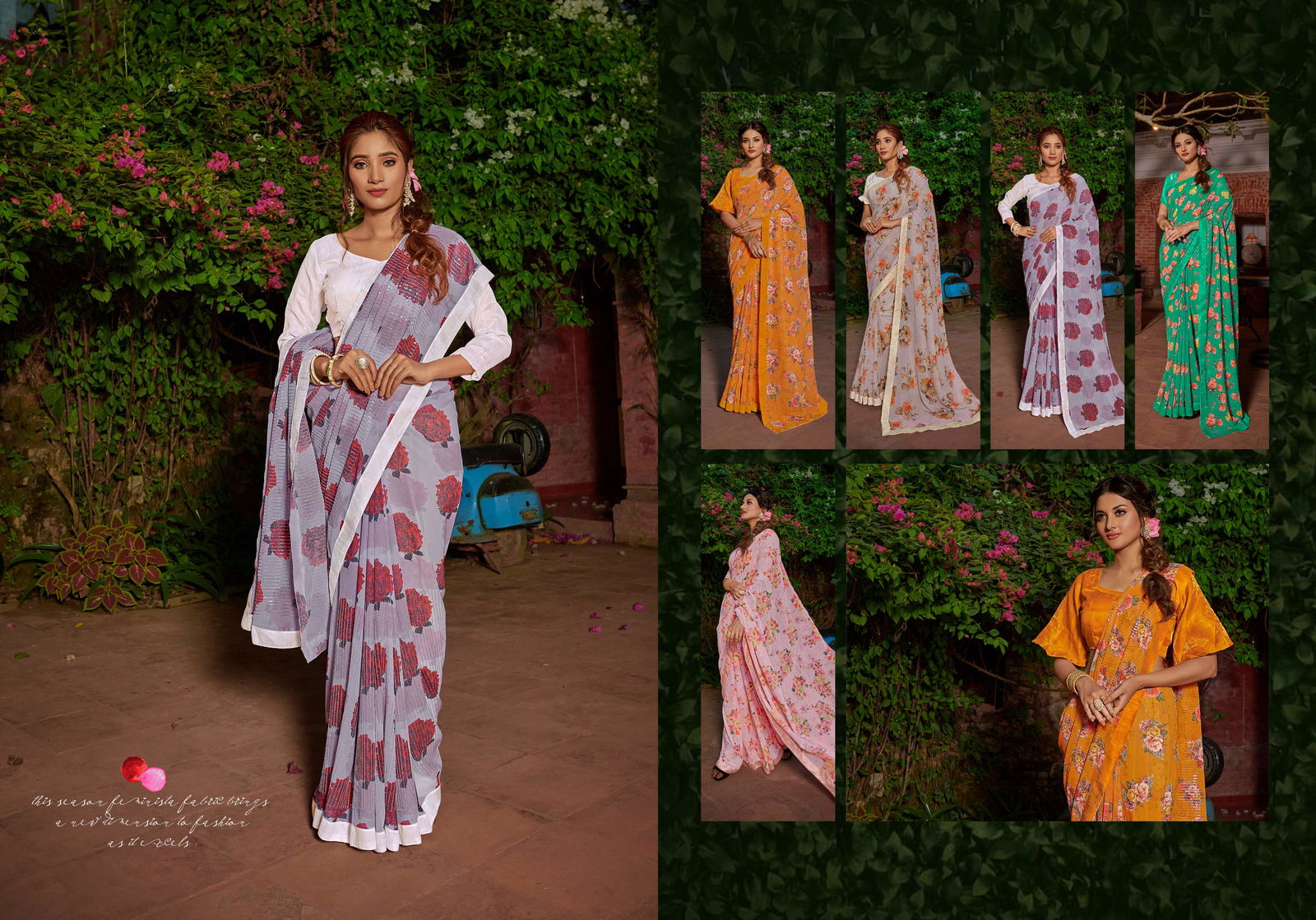 Ynf Summer Sequence New Ethnic Wear Georgette Printed  Saree Collection